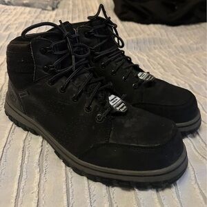 Black steel toe sketchers boots